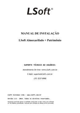 MANUAL DE INSTALAÇÃO LSoft Almoxarifado + Patrimônio