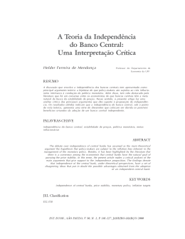 A Teoria da Independ&ecirc;ncia do Banco Central: Uma Interpreta&ccedil;&atilde;o