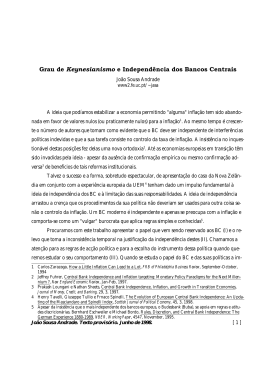 Grau de Keynesianismo e Independ&ecirc;ncia dos Bancos Centrais