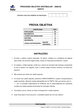 PROVA OBJETIVA - FDV - Faculdade de Direito de Vit&oacute;ria