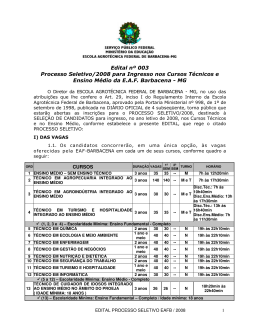 Edital n&ordm; 003 Processo Seletivo/2008 para Ingresso nos