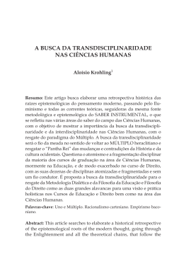 A BUSCA DA TRANSDISCIPLINARIDADE NAS CIêNCIAS hUMANAS