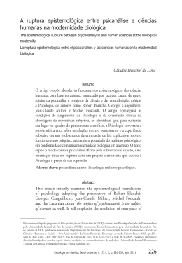 A ruptura epistemol&oacute;gica entre psican&aacute;lise e ci&ecirc;ncias humanas na