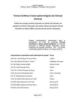 Teorias Científicas e bases epistemológicas das Ciências Humanas