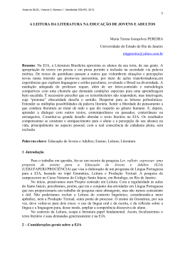 A LEITURA DA LITERATURA NA EDUCA&Ccedil;&Atilde;O DE JOVENS E