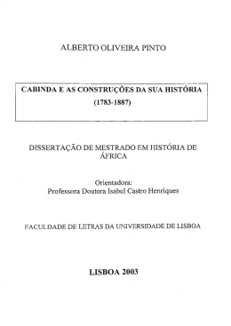 cABINDA E As CONSTRUÇÕES DA sUA HISTÓRIA