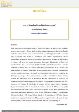 Ano de Kasanji ou Kasanji da d&eacute;cada sessenta?