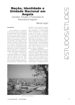 Na&ccedil;&atilde;o, Identidade e Unidade Nacional em Angola
