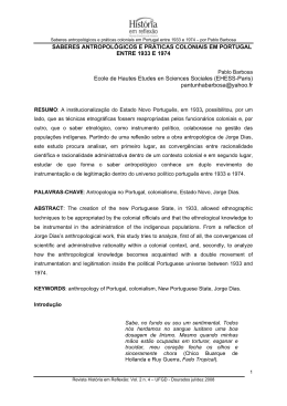 Saberes antropológicos e práticas coloniais em Portugal entre 1933