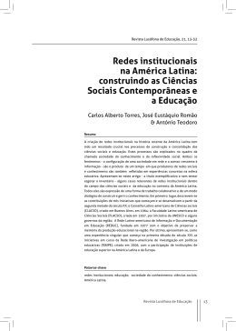 Redes institucionais na América Latina: construindo as Ciências