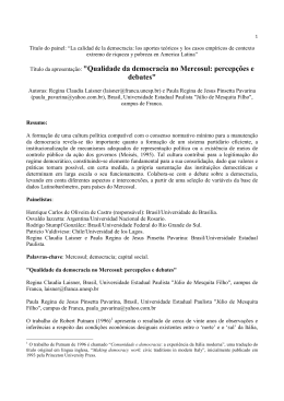 Qualidade da democracia no Mercosul: percep&ccedil;&otilde;es e debates