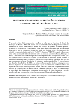PROGRAMA BOLSA FAMÍLIA NA EDUCAÇÃO: O CASO DO