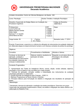 UNIVERSIDADE PRESBITERIANA MACKENZIE Decanato Acad&ecirc;mico