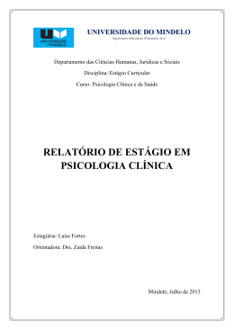 Fortes 2013. Relat&oacute;rio de est&aacute;gio em psicologia cl&iacute;nica