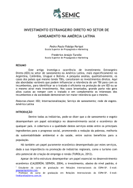 investimento estrangeiro direto no setor de saneamento na