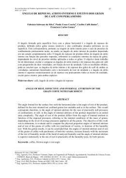 &acirc;ngulo de repouso, atrito interno e efetivo dos gr&atilde;os de caf&eacute; com