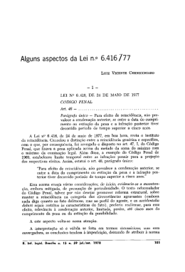Alguns aspectos da Lei n.o 6.416 /77