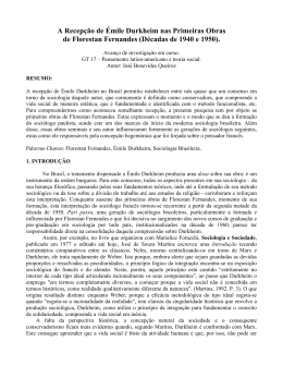 A Recepção de Émile Durkheim nas Primeiras Obras de Florestan