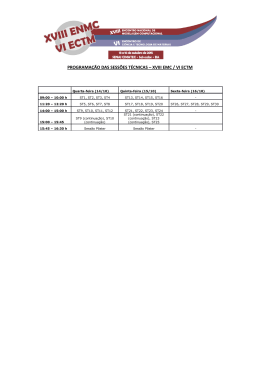Progama&ccedil;&atilde;o Preliminar das Sess&otilde;es T&eacute;cnicas