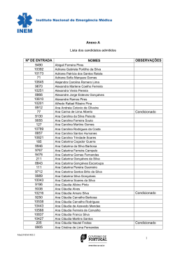 Anexo A Lista dos candidatos admitidos Nº DE ENTRADA