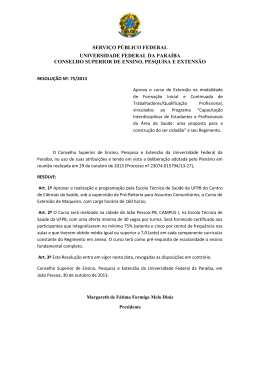 Resolu&ccedil;&atilde;o n&ordm; 75/2013 - Universidade Federal da Para&iacute;ba