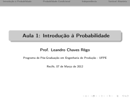 Aula 1: Introdução à Probabilidade