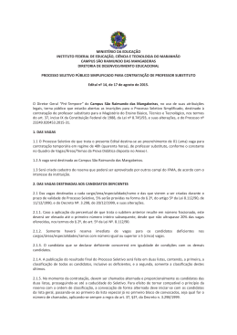 Edital de Abertura  - Campus S&atilde;o Raimundo das Mangabeiras