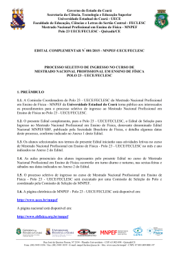 Edital Complementar Nº 001/2015 - MNPEF - Polo 23