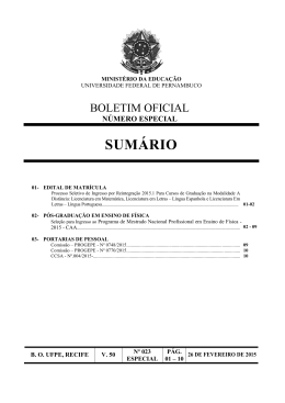 Sele&ccedil;&atilde;o 2015 - Universidade Federal de Pernambuco