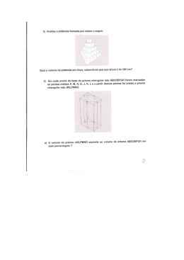 3) Analise a pir&acirc;mide formada por cubos a seguir. Qual o volume da