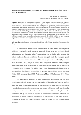 Delibera&ccedil;&atilde;o online e opini&atilde;o p&uacute;blica no caso do movimento Gota d