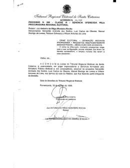 ACÓRDÃO N. 16.032 - Tribunal Regional Eleitoral de Santa Catarina