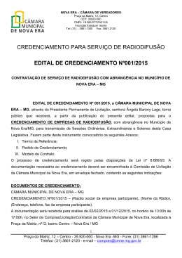 CREDENCIAMENTO PARA SERVI&Ccedil;O DE RADIODIFUS&Atilde;O