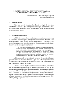 A CR&Iacute;TICA GEN&Eacute;TICA E OS TEXTOS LITER&Aacute;RIOS: UM DI&Aacute;LOGO