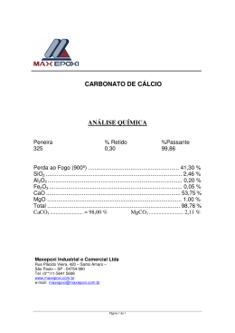 CARBONATO DE C&Aacute;LCIO AN&Aacute;LISE QU&Iacute;MICA