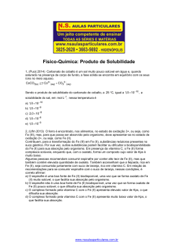 F&iacute;sico-Qu&iacute;mica: Produto de Solubilidade