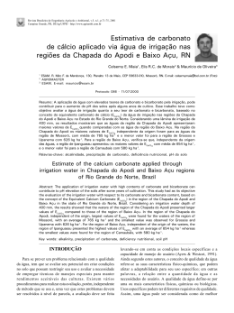 Estimativa de carbonato de c&aacute;lcio aplicado via &aacute;gua de irriga&ccedil;&atilde;o
