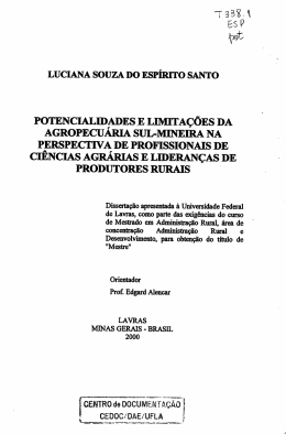 CIÊNCIAS AGRÁRIAS E LD3ERANÇAS DE