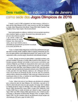 Seis razões que indicam o Rio de Janeiro como sede dos Jogos