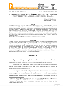 a liberdade de informa&ccedil;&atilde;o pela imprensa e o princ&iacute;pio