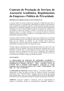 Contrato de Presta&ccedil;&atilde;o de Servi&ccedil;os de Assessoria Acad&ecirc;mica