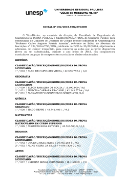 Edital 002/2015-FEG Classifica&ccedil;&atilde;o Final