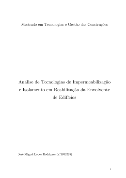 An&aacute;lise de Tecnologias de Impermeabiliza&ccedil;&atilde;o e Isolamento em