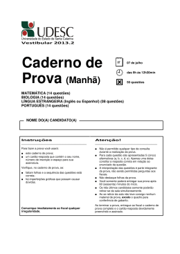 Prova Objetiva - Manh&atilde;