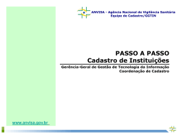 Cadastro de Institui&ccedil;&otilde;es e Usu&aacute;rios