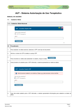 AUT - Sistema Autoriza&ccedil;&atilde;o de Uso Terap&ecirc;utico