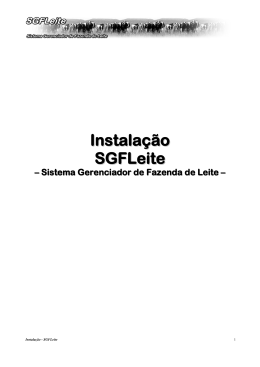 Instala&ccedil;&atilde;o SGFLeite - SGFLeite - Sistema Gerenciador de Fazenda