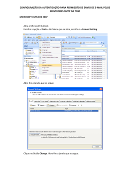Para Autenticação do Microsoft Outlook 2007