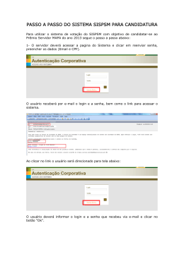 PASSO A PASSO DO SISTEMA SISPSM PARA CANDIDATURA