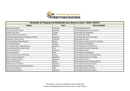 Selecionados e Universidade de Destino